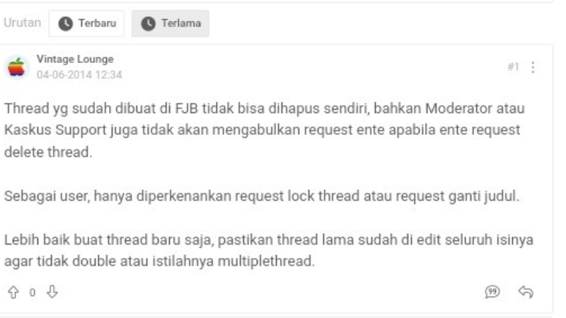 cara hapus komentar di Kaskus